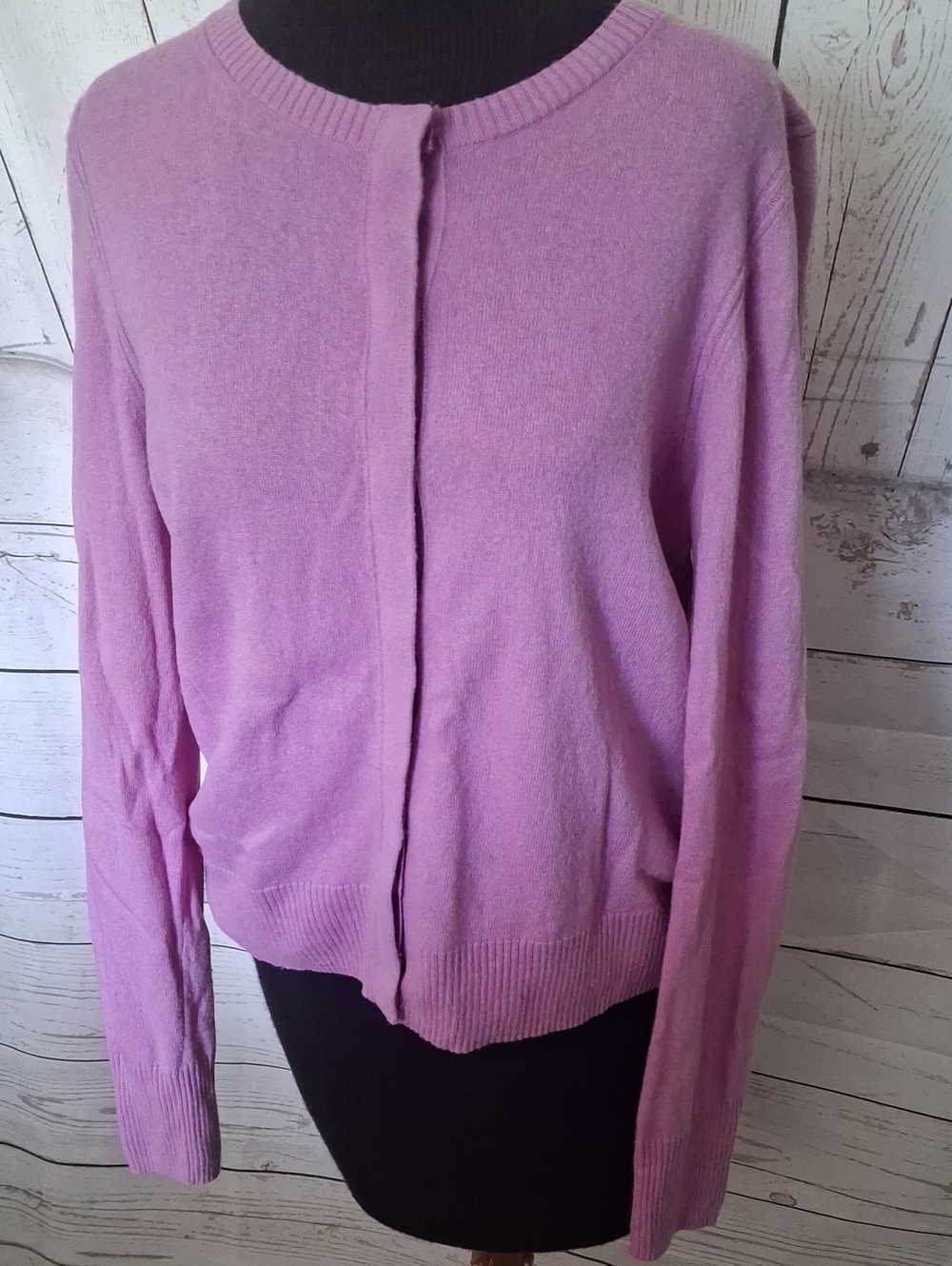 Banana Republic Filpucci Italian Yarn Crewneck Button-Front Cardigan Orchid L